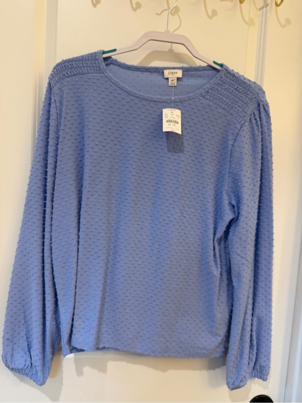 J.Crew NWT Textured Dot Long Sleeve Top in Periwinkle Blue